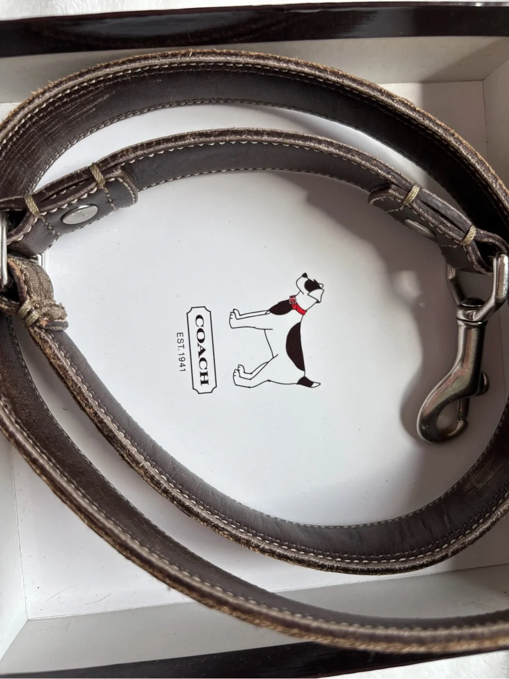 Coach Brown Signature Canvas & Leather Dog Leash
